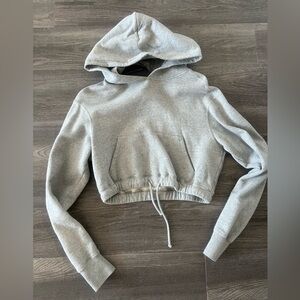 OVO Light Gray Cropped Hoodie